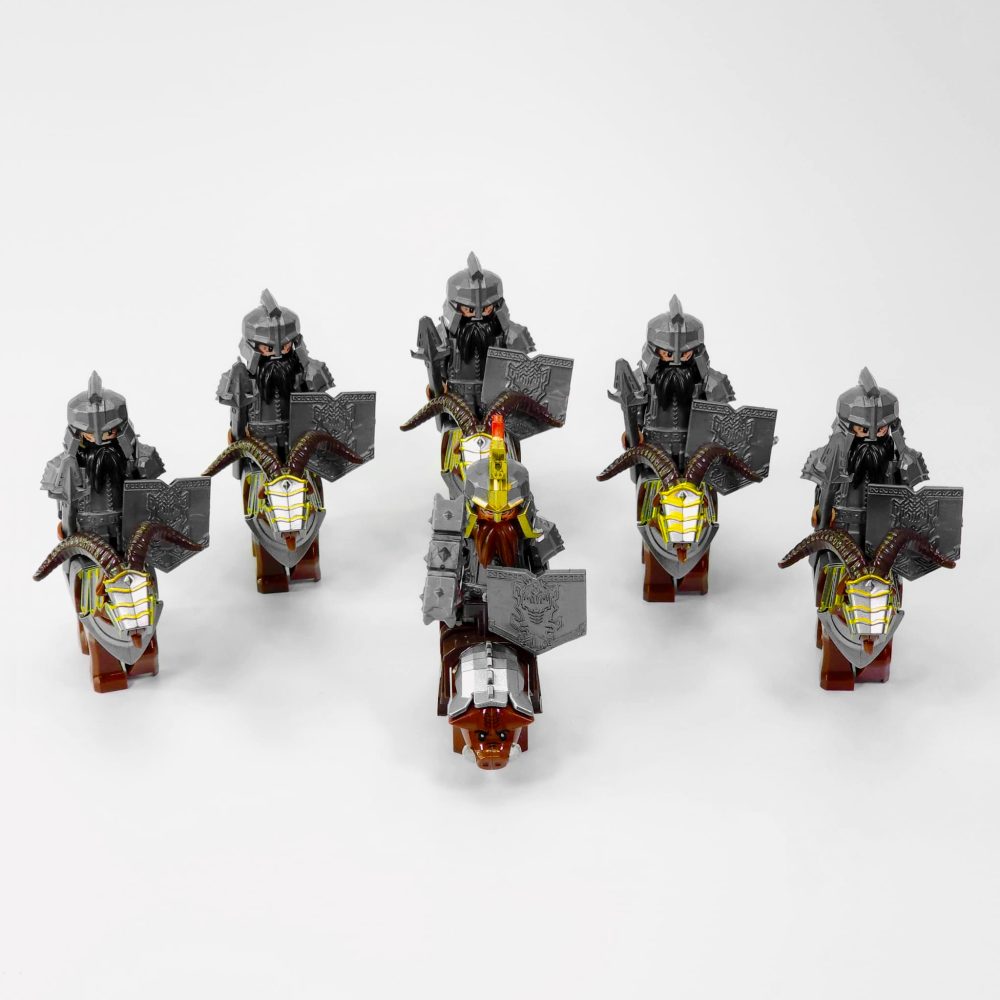 Lord the Rings Iron Hill Dwarves with Boars and Goat Mounts Minifigure Set 12pcs - Image 2