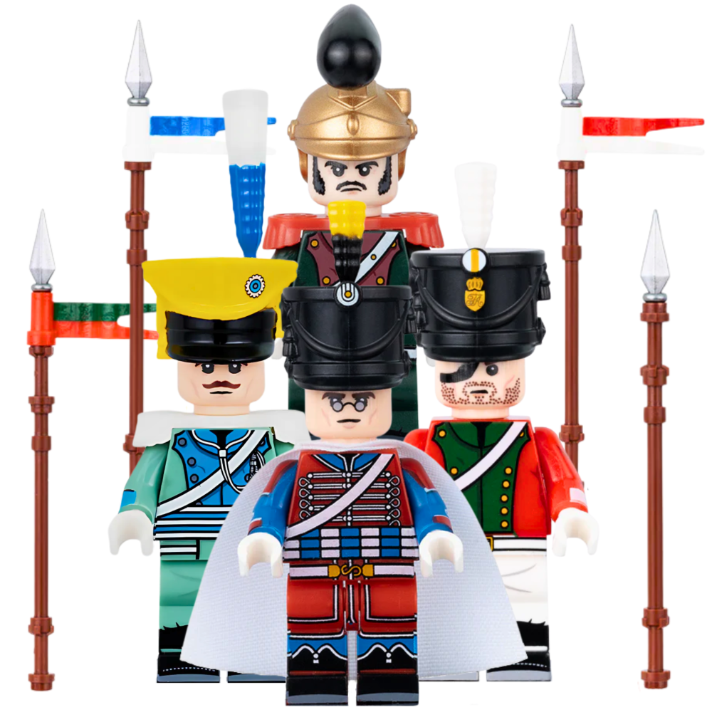 Napoleonic Wars Lancers and Cavalry Minifigure Set of 4pcs
