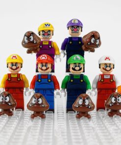 Super Mario Brothers Mario Luigi Wario Minifigure Set of 6pcs With Goomba Accessories