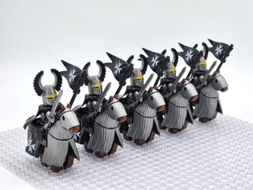 crusades-mounted-knights-hospitallers-armored-warhorse-minifigure-set-of-10pcs-with-assortment-of