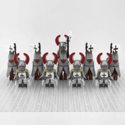 crusades-mounted-teutonic-knights-armored-warhorse-minifigure-set-of-10pcs-with-assortment-of