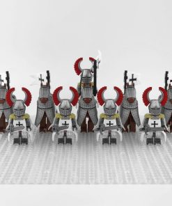 crusades-mounted-teutonic-knights-armored-warhorse-minifigure-set-of-10pcs-with-assortment-of