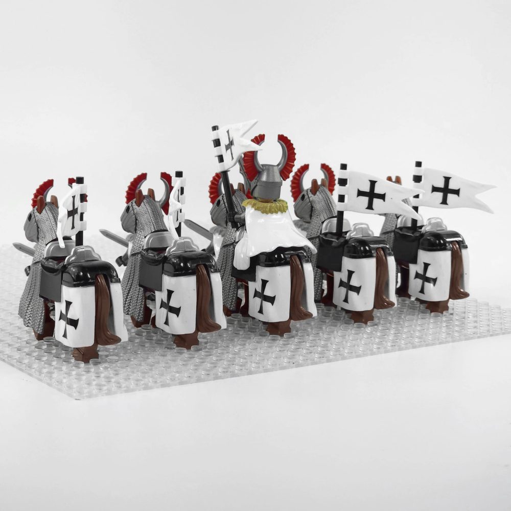 crusades-mounted-teutonic-knights-armored-warhorse-minifigure-set-of-10pcs-with-assortment-of