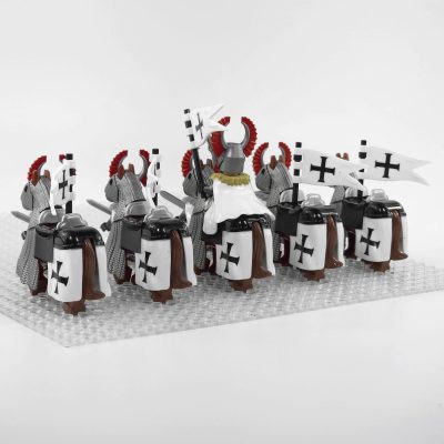 crusades-mounted-teutonic-knights-armored-warhorse-minifigure-set-of-10pcs-with-assortment-of