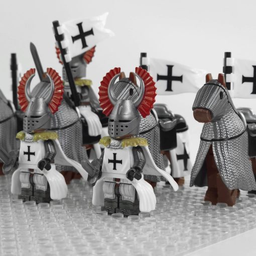 crusades-mounted-teutonic-knights-armored-warhorse-minifigure-set-of-10pcs-with-assortment-of
