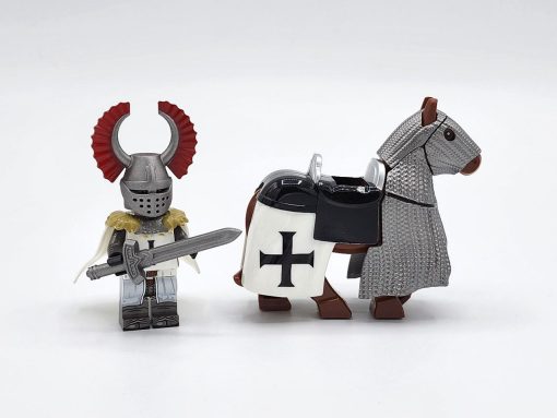 crusades-mounted-teutonic-knights-armored-warhorse-minifigure-set-of-10pcs-with-assortment-of