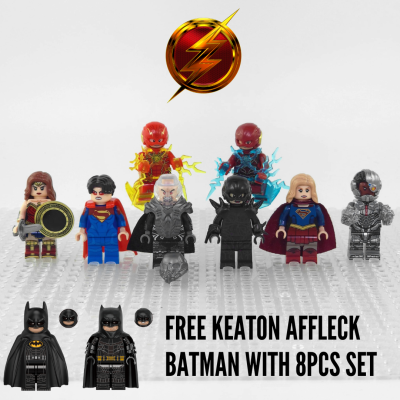 DC Heroes The Flash Supergirl General Zod Minifigure Set 8pcs with Weapons & Accessories
