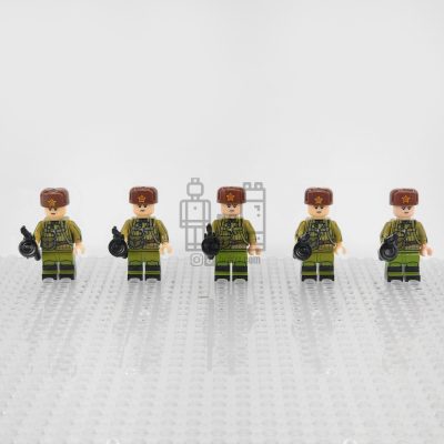 WW2 Soviet Union Russian Red Army Machine Gun Soldier Minifigure Set of 5pcs
