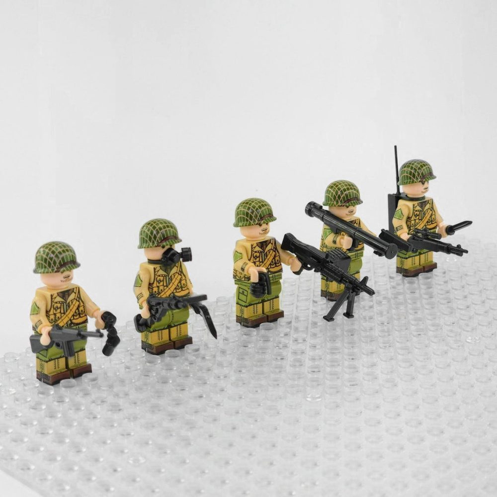 WW2 USA Military Soldiers Minifigure Set of 5pcs - Image 2