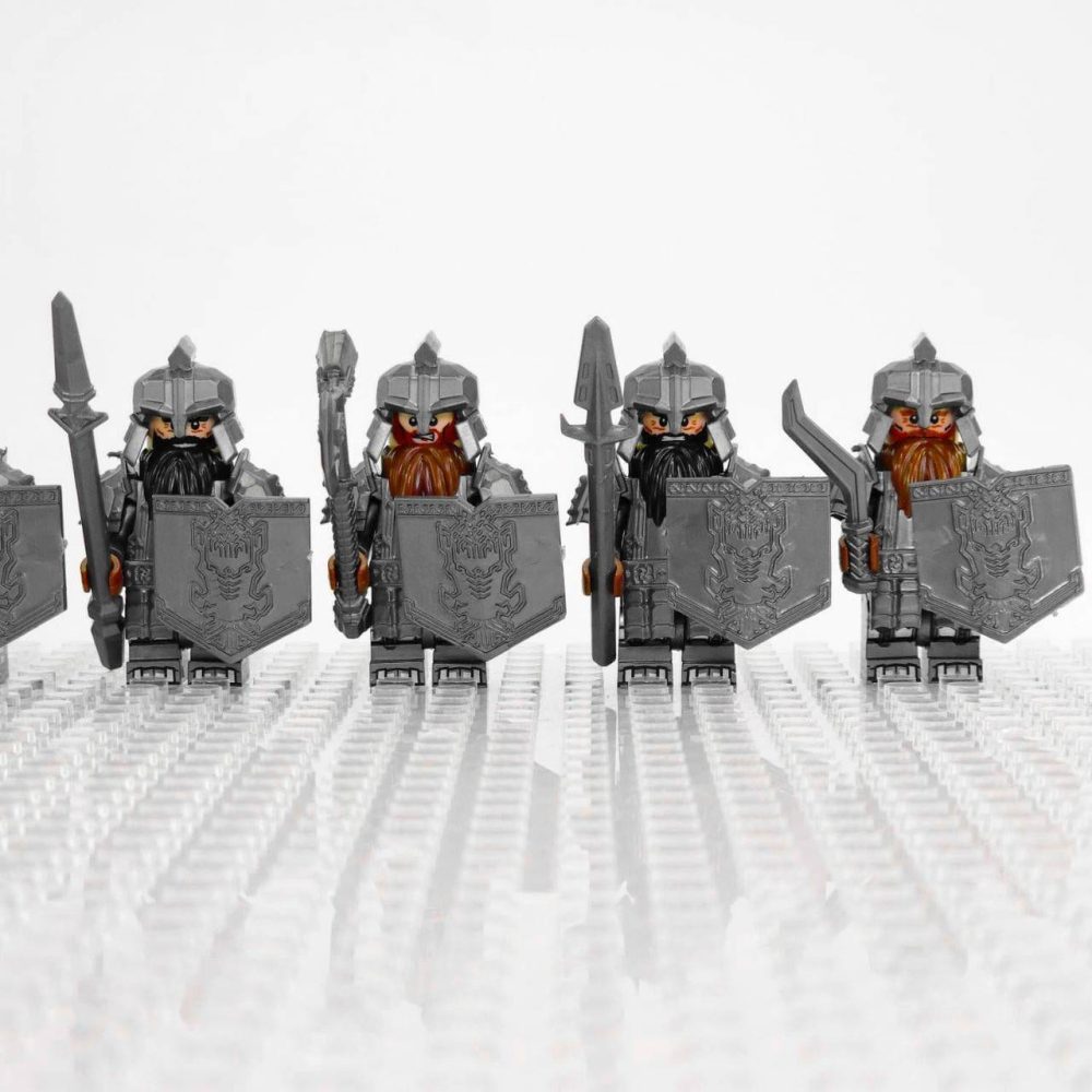 Lord the Rings Dwarves Army Minifigure Set 8pcs Including Weapons & Accessories (Dáin Ironfoot Dwarves) - Image 6