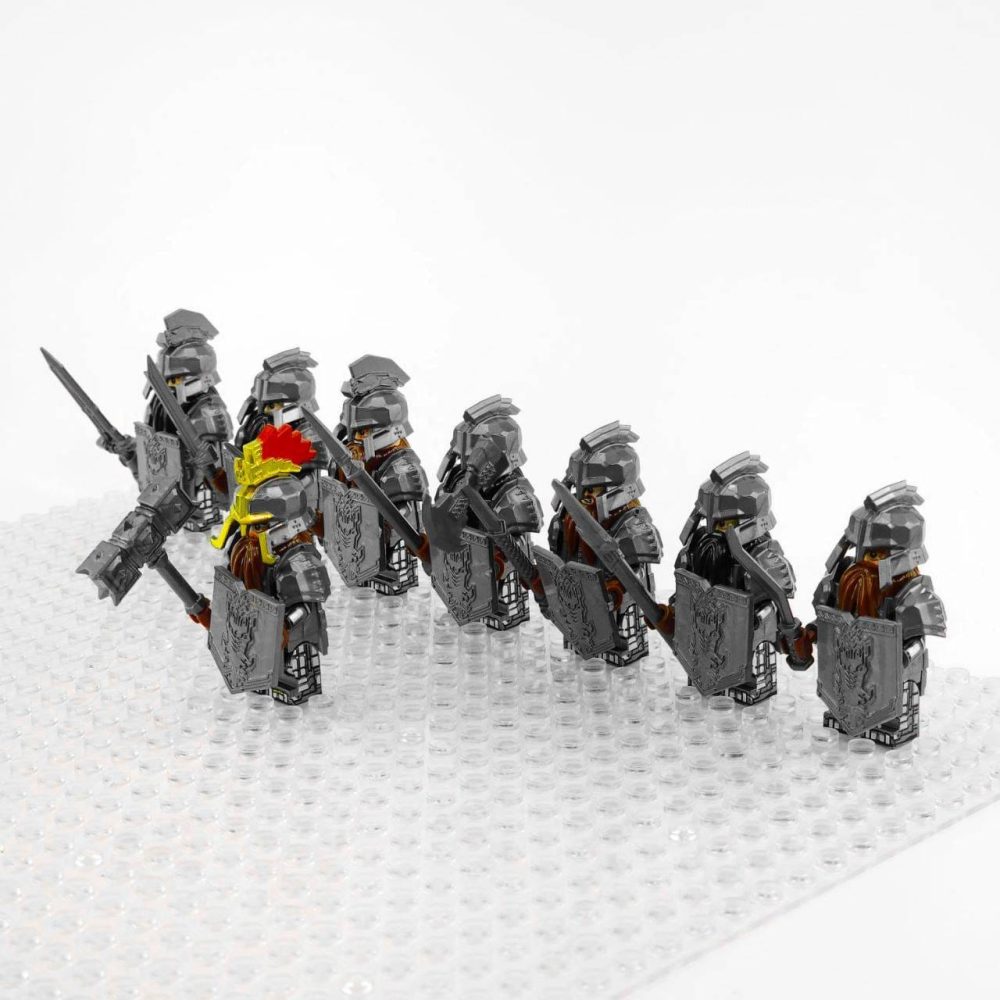 Lord the Rings Dwarves Army Minifigure Set 8pcs Including Weapons & Accessories (Dáin Ironfoot Dwarves) - Image 3