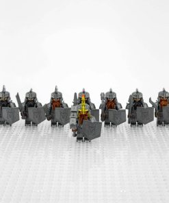 Lord the Rings Dwarves Army Minifigure Set 8pcs Including Weapons & Accessories (Dáin Ironfoot Dwarves)