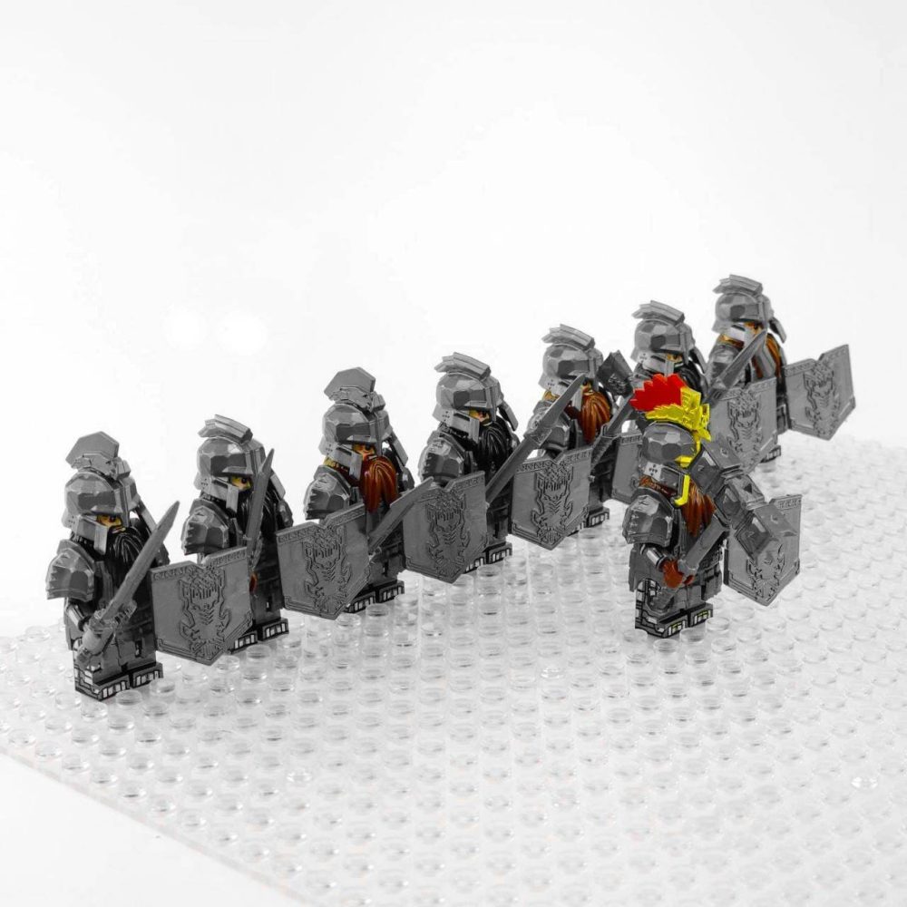 Lord the Rings Dwarves Army Minifigure Set 8pcs Including Weapons & Accessories (Dáin Ironfoot Dwarves) - Image 2