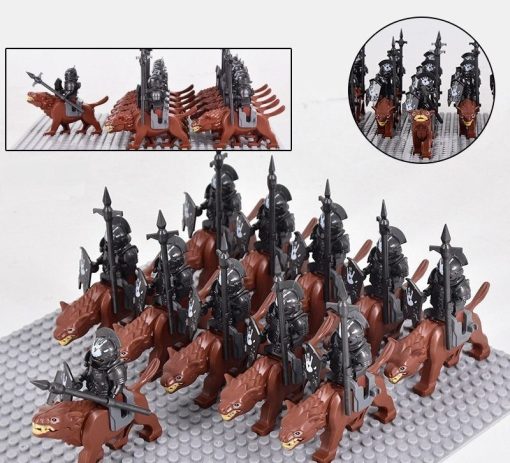Lord the Rings Uruk-Hai Warg Rider Minifigure Set 22pcs - Image 3