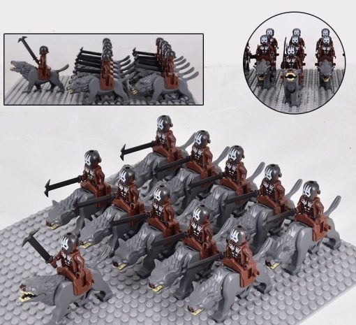 Lord the Rings Uruk-Hai Warg Rider Minifigure Set 22pcs