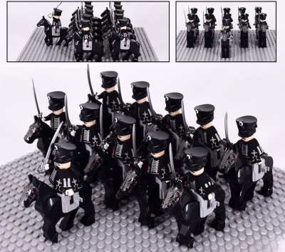 napoleonic-wars-prussian-skeleton-hussars-cavalry-minifigure-set