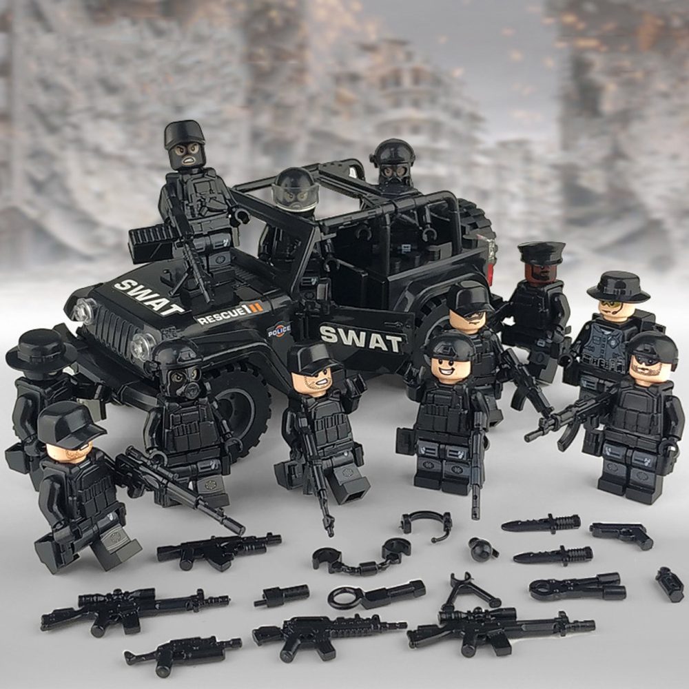 Swat Team & Jeep MOC Minifigures Set